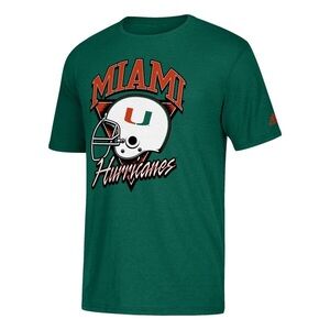 Men's adidas Green Miami Hurricanes
Team Helmet Tri-Blend T-Shirt | Size: Medium